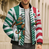 Personalized Mexico Football Bomber Puffer Jacket Mexican Flag Jaguar Mascot Soccer Ball