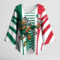 Personalized Mexico Football Kimono Sleeve Blouse Mexican Flag Jaguar Mascot Soccer Ball