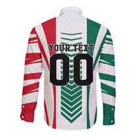 Personalized Mexico Football Long Sleeve Button Shirt Mexican Flag Jaguar Mascot Soccer Ball