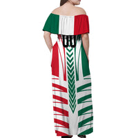 Personalized Mexico Football Off Shoulder Maxi Dress Mexican Flag Jaguar Mascot Soccer Ball