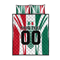 Personalized Mexico Football Quilt Bed Set Mexican Flag Jaguar Mascot Soccer Ball