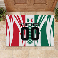 Personalized Mexico Football Rubber Doormat Mexican Flag Jaguar Mascot Soccer Ball