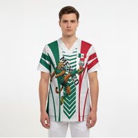 Personalized Mexico Football Scrub Top Mexican Flag Jaguar Mascot Soccer Ball