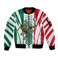 Personalized Mexico Football Sleeve Zip Bomber Jacket Mexican Flag Jaguar Mascot Soccer Ball