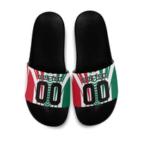 Personalized Mexico Football Slide Sandals Mexican Flag Jaguar Mascot Soccer Ball