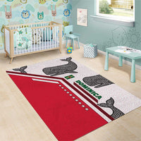 Dominica Flag Area Rug Tribal Turtle Pattern Red and White with Island Stars Design - Wonder Print Shop