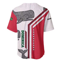 Dominica Flag Baseball Jersey Tribal Turtle Pattern Red and White with Island Stars Design - Wonder Print Shop
