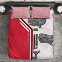 Dominica Flag Bedding Set Tribal Turtle Pattern Red and White with Island Stars Design - Wonder Print Shop
