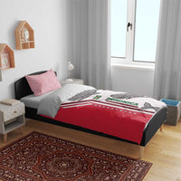 Dominica Flag Bedding Set Tribal Turtle Pattern Red and White with Island Stars Design - Wonder Print Shop