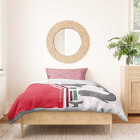 Dominica Flag Bedding Set Tribal Turtle Pattern Red and White with Island Stars Design - Wonder Print Shop