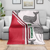 Dominica Flag Blanket Tribal Turtle Pattern Red and White with Island Stars Design - Wonder Print Shop