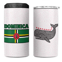 Dominica Flag 4 in 1 Can Cooler Tumbler Tribal Turtle Pattern Red and White with Island Stars Design - Wonder Print Shop