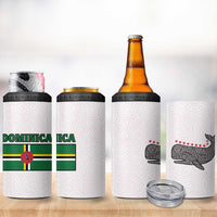 Dominica Flag 4 in 1 Can Cooler Tumbler Tribal Turtle Pattern Red and White with Island Stars Design - Wonder Print Shop