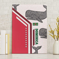 Dominica Flag Canvas Wall Art Tribal Turtle Pattern Red and White with Island Stars Design - Wonder Print Shop
