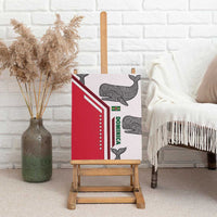 Dominica Flag Canvas Wall Art Tribal Turtle Pattern Red and White with Island Stars Design - Wonder Print Shop