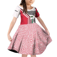 Dominica Flag Family Matching Off Shoulder Short Dress and Hawaiian Shirt Tribal Turtle Pattern Red and White with Island Stars Design - Wonder Print Shop