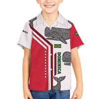 Dominica Flag Family Matching Tank Maxi Dress and Hawaiian Shirt Tribal Turtle Pattern Red and White with Island Stars Design - Wonder Print Shop