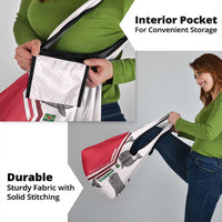 Dominica Flag Grocery Bag Tribal Turtle Pattern Red and White with Island Stars Design - Wonder Print Shop