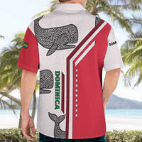 Dominica Flag Hawaiian Shirt Tribal Turtle Pattern Red and White with Island Stars Design - Wonder Print Shop