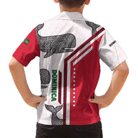 Dominica Flag Kid Hawaiian Shirt Tribal Turtle Pattern Red and White with Island Stars Design - Wonder Print Shop