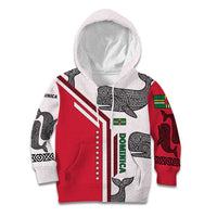 Dominica Flag Kid Hoodie Tribal Turtle Pattern Red and White with Island Stars Design - Wonder Print Shop