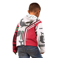 Dominica Flag Kid Hoodie Tribal Turtle Pattern Red and White with Island Stars Design - Wonder Print Shop