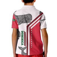 Dominica Flag Kid Polo Shirt Tribal Turtle Pattern Red and White with Island Stars Design - Wonder Print Shop
