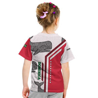 Dominica Flag Kid T Shirt Tribal Turtle Pattern Red and White with Island Stars Design - Wonder Print Shop