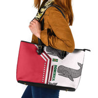 Dominica Flag Leather Tote Bag Tribal Turtle Pattern Red and White with Island Stars Design - Wonder Print Shop