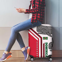Dominica Flag Luggage Cover Tribal Turtle Pattern Red and White with Island Stars Design - Wonder Print Shop