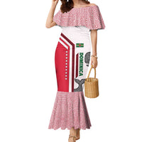 Dominica Flag Mermaid Dress Tribal Turtle Pattern Red and White with Island Stars Design - Wonder Print Shop
