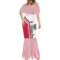 Dominica Flag Mermaid Dress Tribal Turtle Pattern Red and White with Island Stars Design - Wonder Print Shop
