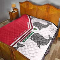 Dominica Flag Quilt Tribal Turtle Pattern Red and White with Island Stars Design - Wonder Print Shop