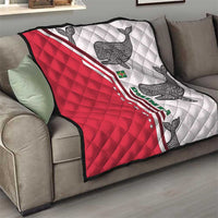 Dominica Flag Quilt Tribal Turtle Pattern Red and White with Island Stars Design - Wonder Print Shop