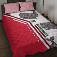 Dominica Flag Quilt Bed Set Tribal Turtle Pattern Red and White with Island Stars Design - Wonder Print Shop