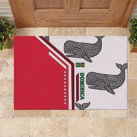 Dominica Flag Rubber Doormat Tribal Turtle Pattern Red and White with Island Stars Design - Wonder Print Shop