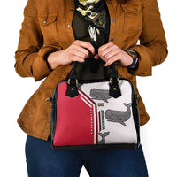 Dominica Flag Shoulder Handbag Tribal Turtle Pattern Red and White with Island Stars Design - Wonder Print Shop