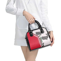 Dominica Flag Shoulder Handbag Tribal Turtle Pattern Red and White with Island Stars Design - Wonder Print Shop