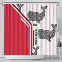 Dominica Flag Shower Curtain Tribal Turtle Pattern Red and White with Island Stars Design - Wonder Print Shop