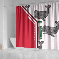 Dominica Flag Shower Curtain Tribal Turtle Pattern Red and White with Island Stars Design - Wonder Print Shop