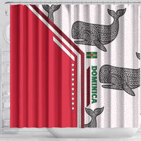 Dominica Flag Shower Curtain Tribal Turtle Pattern Red and White with Island Stars Design - Wonder Print Shop