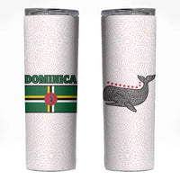 Dominica Flag Skinny Tumbler Tribal Turtle Pattern Red and White with Island Stars Design - Wonder Print Shop