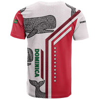 Dominica Flag T Shirt Tribal Turtle Pattern Red and White with Island Stars Design - Wonder Print Shop