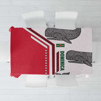 Dominica Flag Tablecloth Tribal Turtle Pattern Red and White with Island Stars Design - Wonder Print Shop