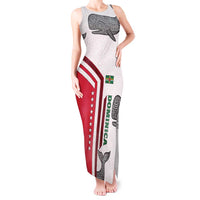 Dominica Flag Tank Maxi Dress Tribal Turtle Pattern Red and White with Island Stars Design - Wonder Print Shop