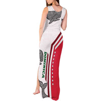 Dominica Flag Tank Maxi Dress Tribal Turtle Pattern Red and White with Island Stars Design - Wonder Print Shop