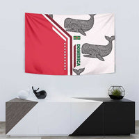 Dominica Flag Tapestry Tribal Turtle Pattern Red and White with Island Stars Design - Wonder Print Shop