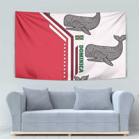 Dominica Flag Tapestry Tribal Turtle Pattern Red and White with Island Stars Design - Wonder Print Shop