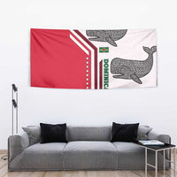 Dominica Flag Tapestry Tribal Turtle Pattern Red and White with Island Stars Design - Wonder Print Shop
