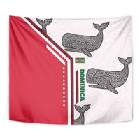 Dominica Flag Tapestry Tribal Turtle Pattern Red and White with Island Stars Design - Wonder Print Shop